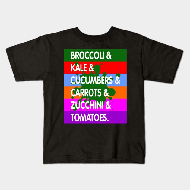 Veggie List Kids T-Shirt by batinsaja